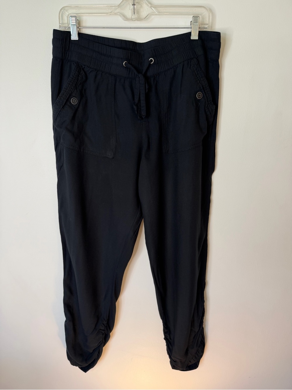 Blue Earth Black rayon Drawstring cargo Jogger Pants w pockets size medium